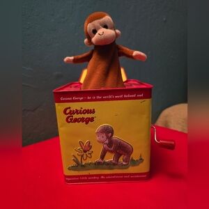 Vintage Curious George Schylling Jack-in-the-Box Toy